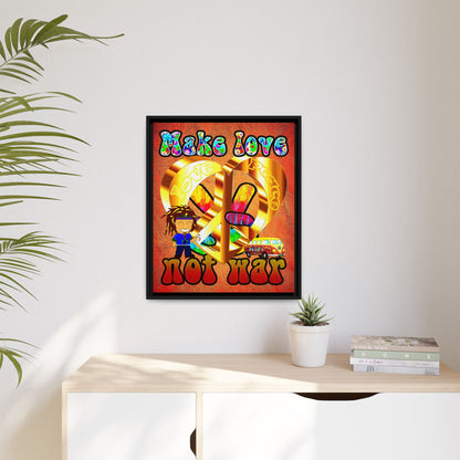 love peace - framed canvas art (burnt orange)