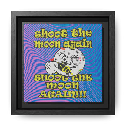 shoot the moon again - framed canvas art (light blue-purple wave)