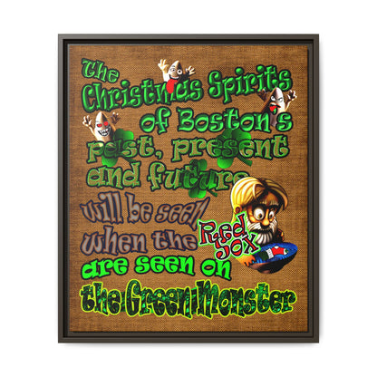 christmas spirits of boston - framed canvas art (brown papyrus)