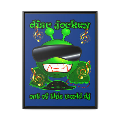 disc jockey - framed canvas art (dark blue)