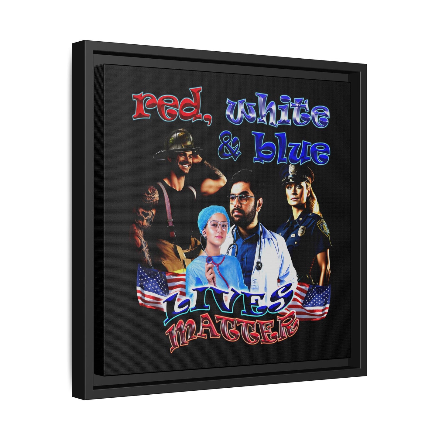 rw&b lives matter - framed canvas art (black)