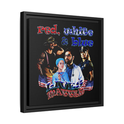 rw&b lives matter - framed canvas art (black)