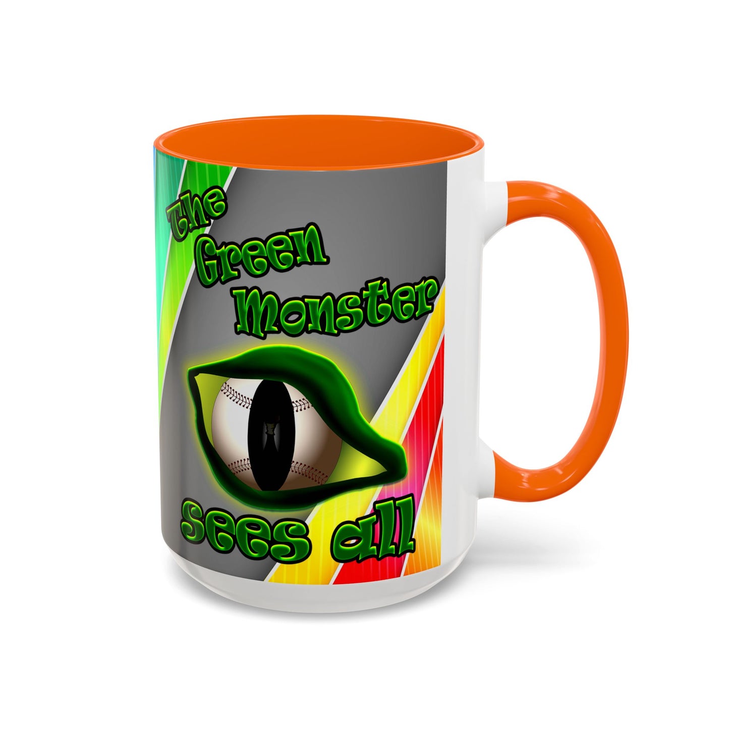 green monster - Accent Mug (rainbow split)