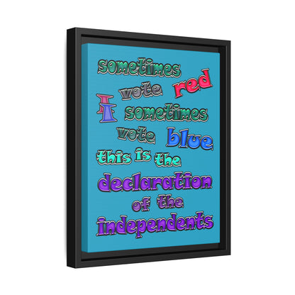 declaration of the independents - framed canvas art (turquoise)