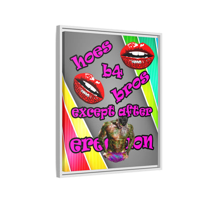 hoes b4 bros - framed canvas art (rainbow split)