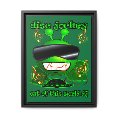 disc jockey - framed canvas art (dark green)