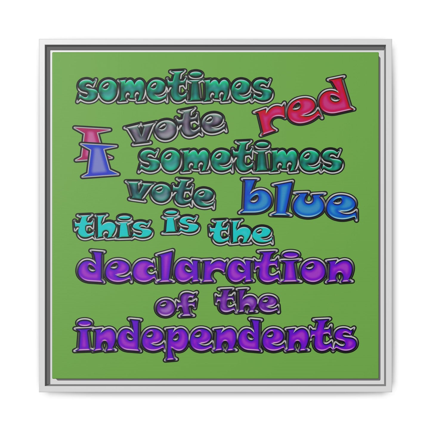 declaration of the independents - framed canvas art (green)