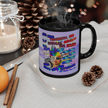 drop the beat - Black Mug (light blue-pink wave)