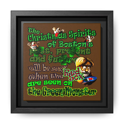christmas spirits of boston - framed canvas art (brown)