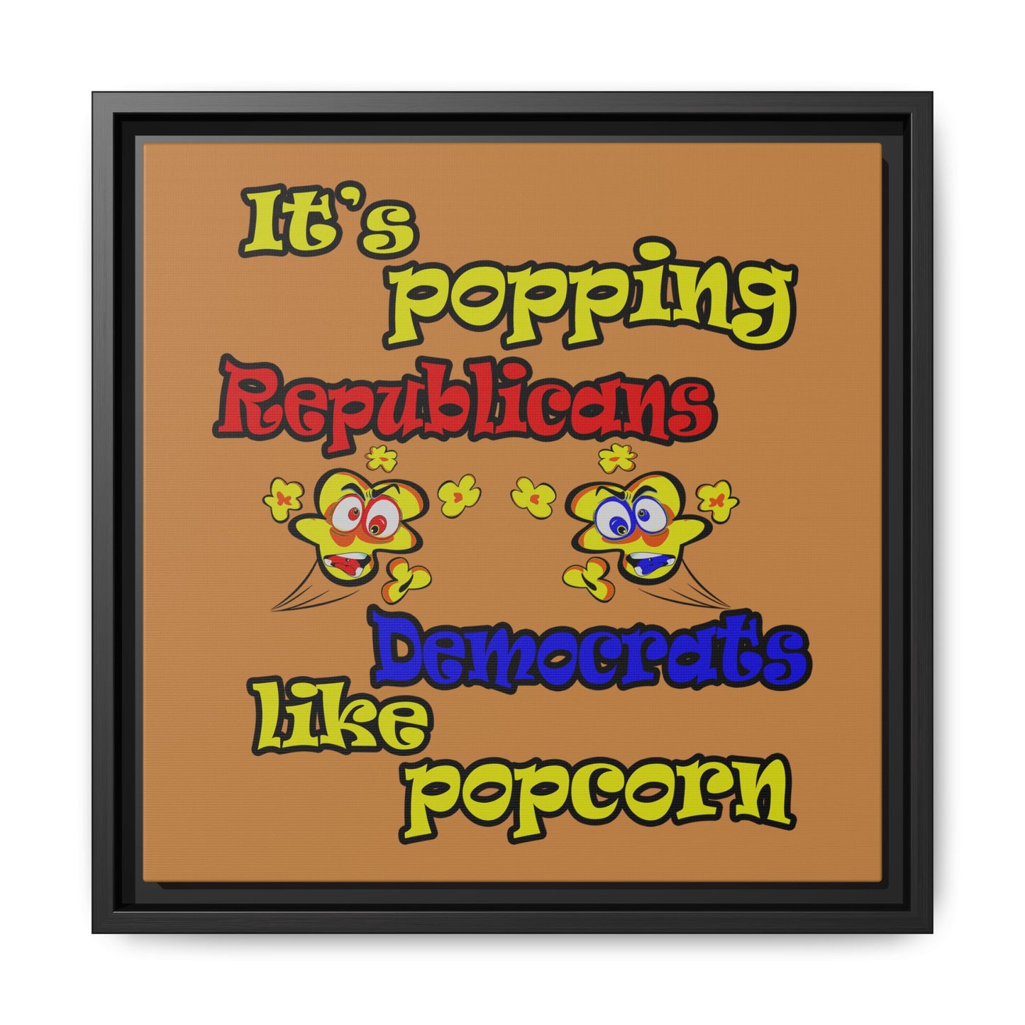 popping like popcorn - framed canvas art (light brown)