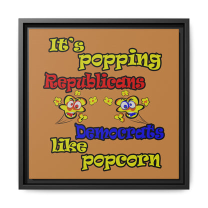 popping like popcorn - framed canvas art (light brown)