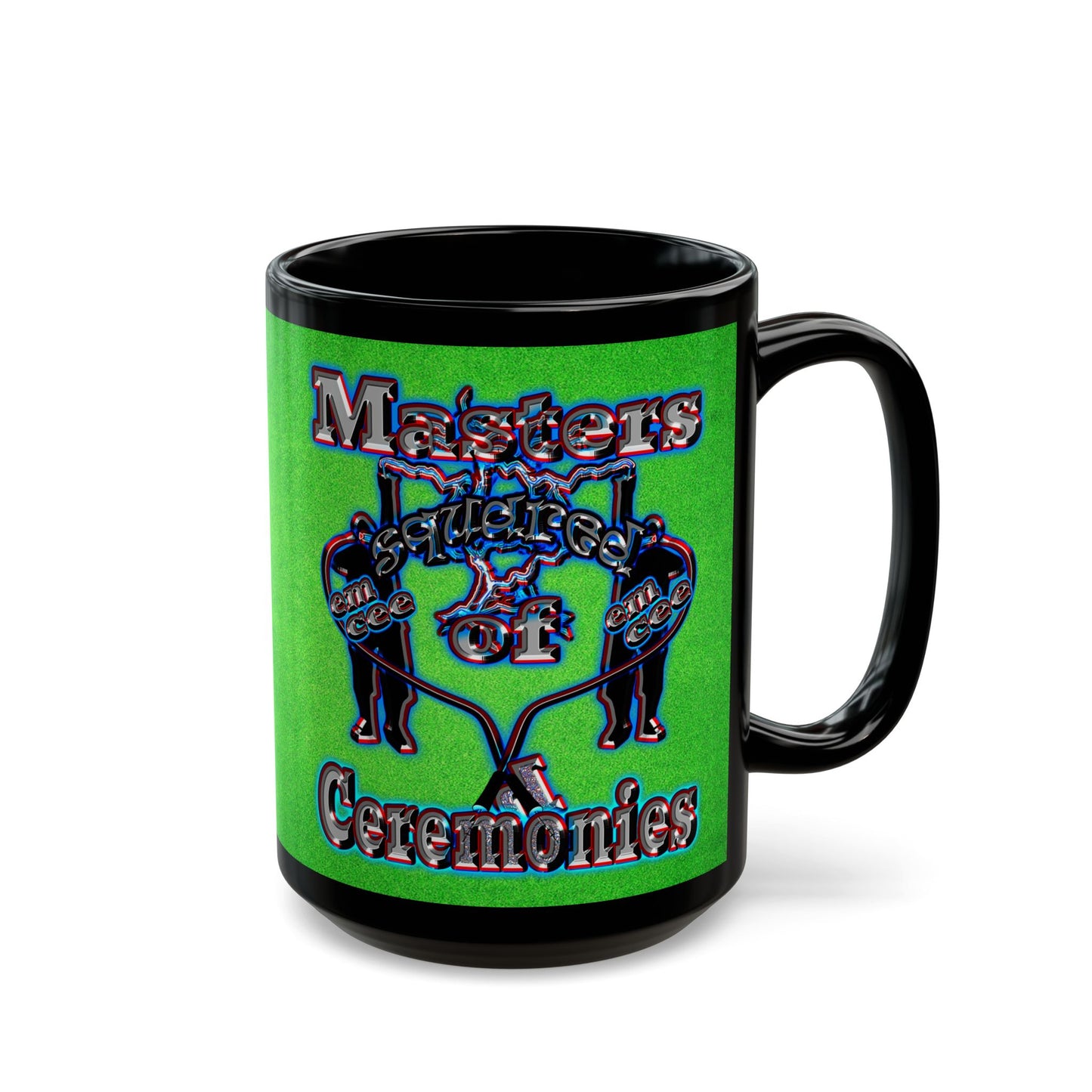 em cee squared - Black Mug (green turf)