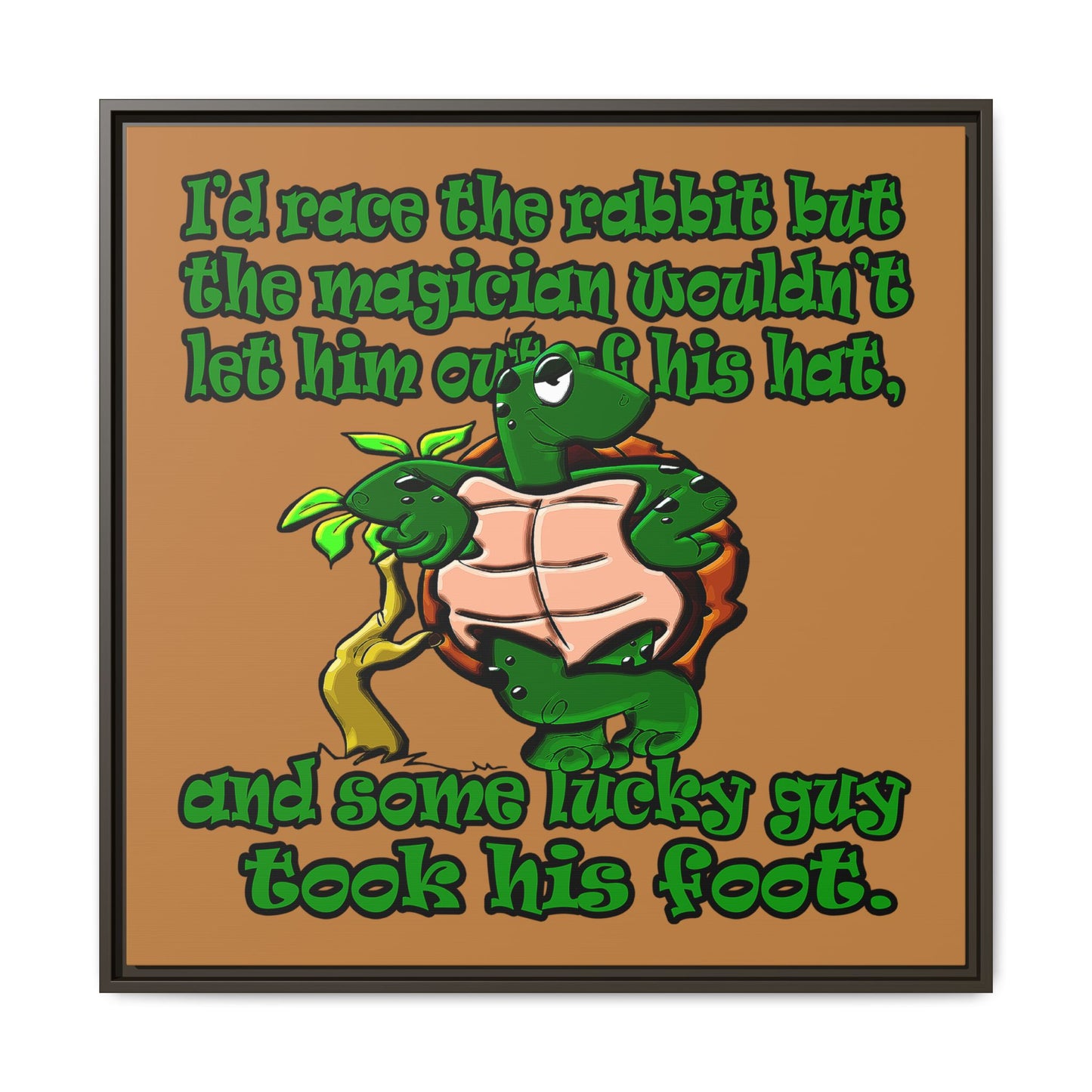 turtle race - framed canvas art (light brown)