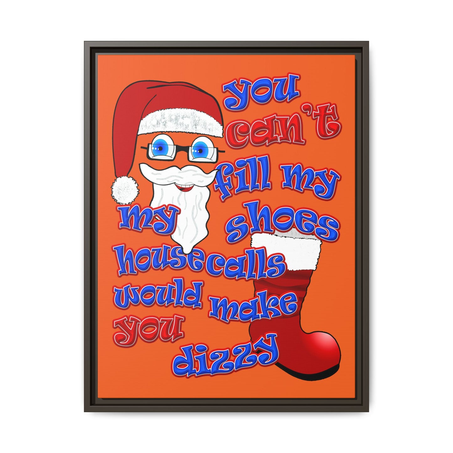 santa's shoes - framed canvas art (orange)