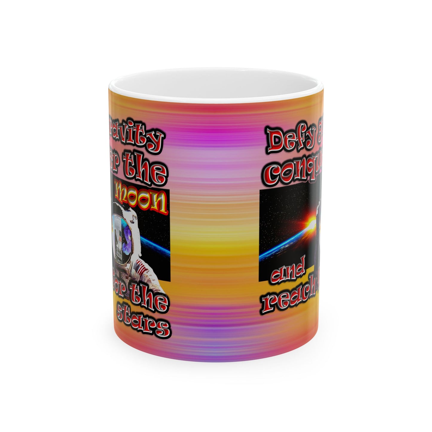 defy conquer reach - White Mug (color blur)