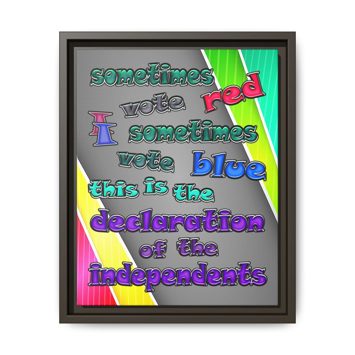 declaration of the independents - framed canvas art (rainbow split)