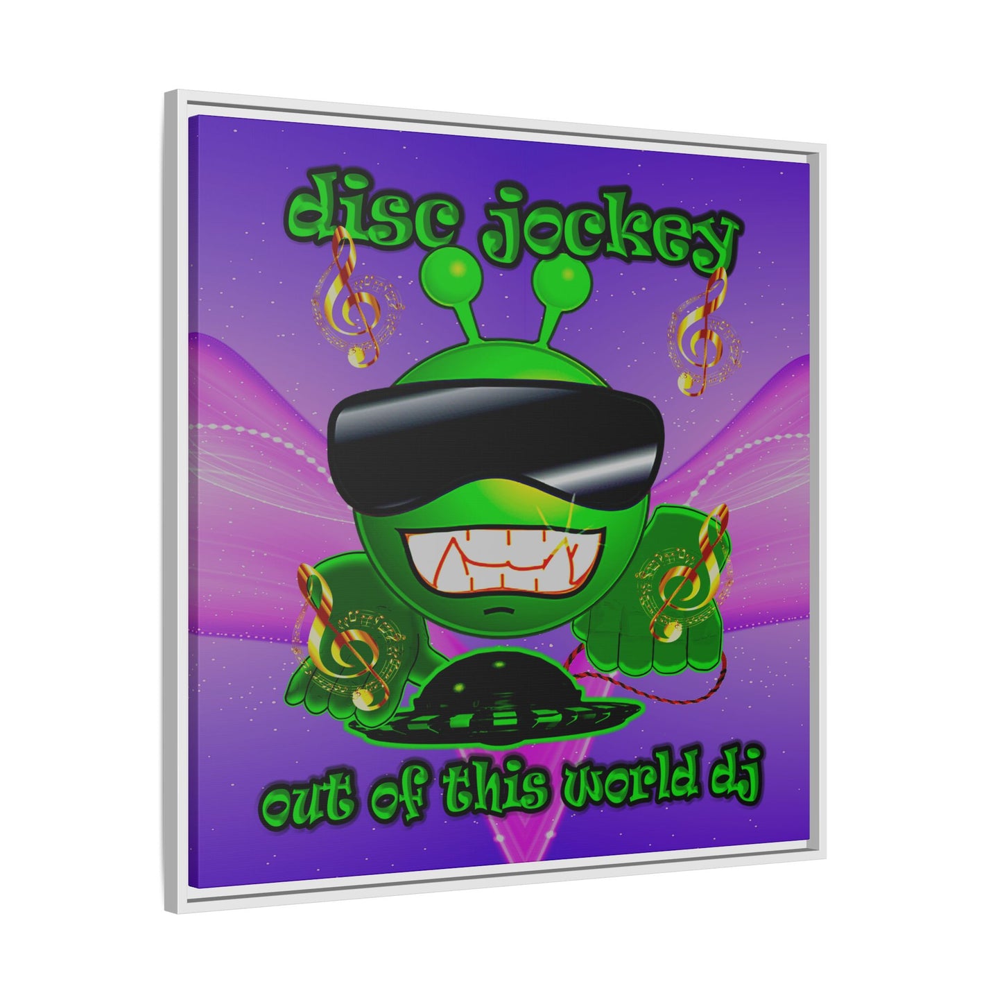disc jockey - framed canvas art (purple-pink wave)
