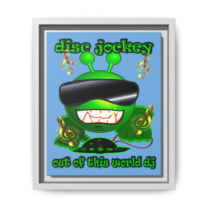 disc jockey - framed canvas art (light blue)