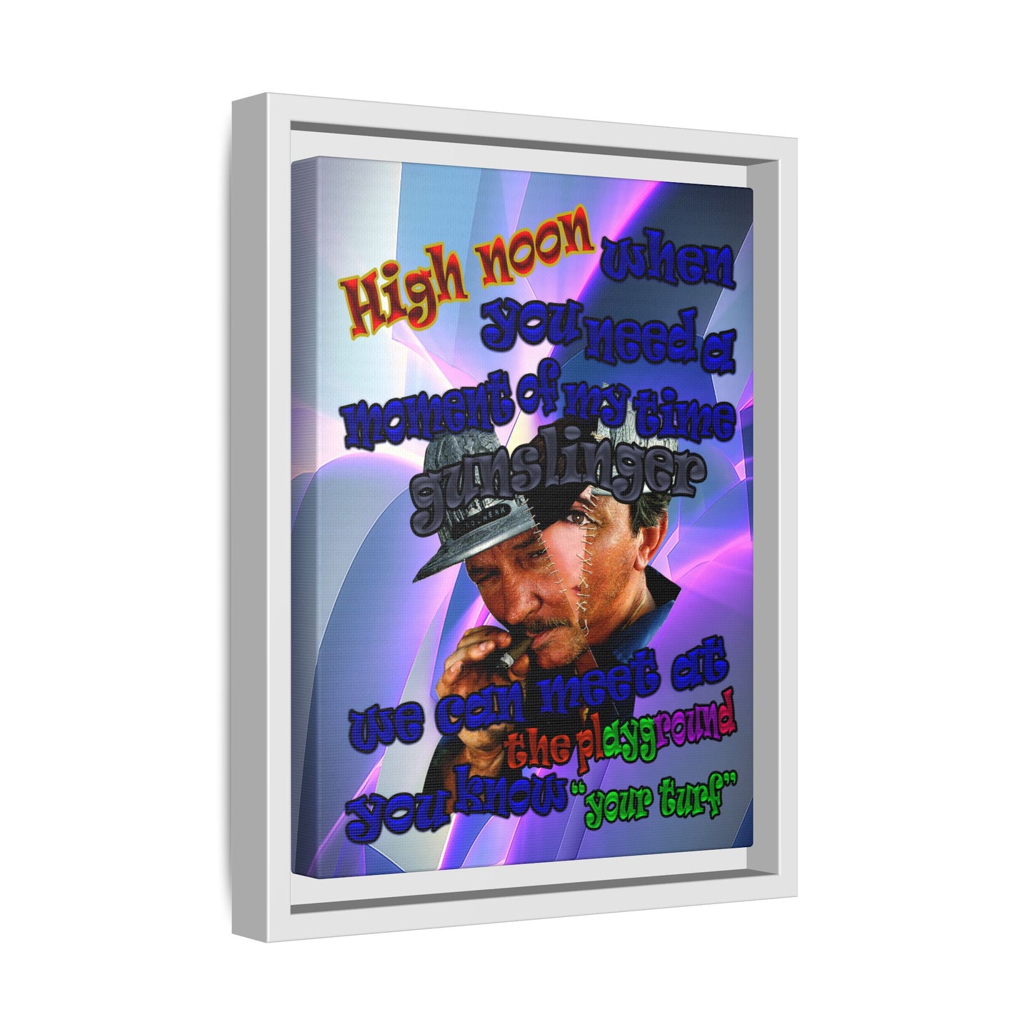 high noon - framed canvas art (grey-pink wave)