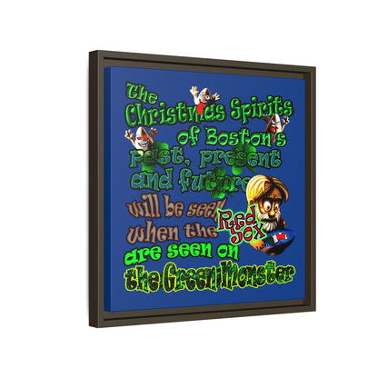christmas spirits of boston - framed canvas art (dark blue)