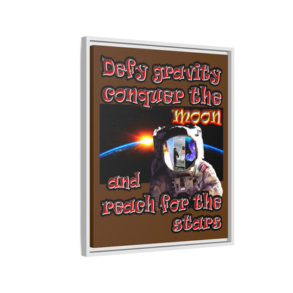 defy conquer reach - framed canvas art (brown)