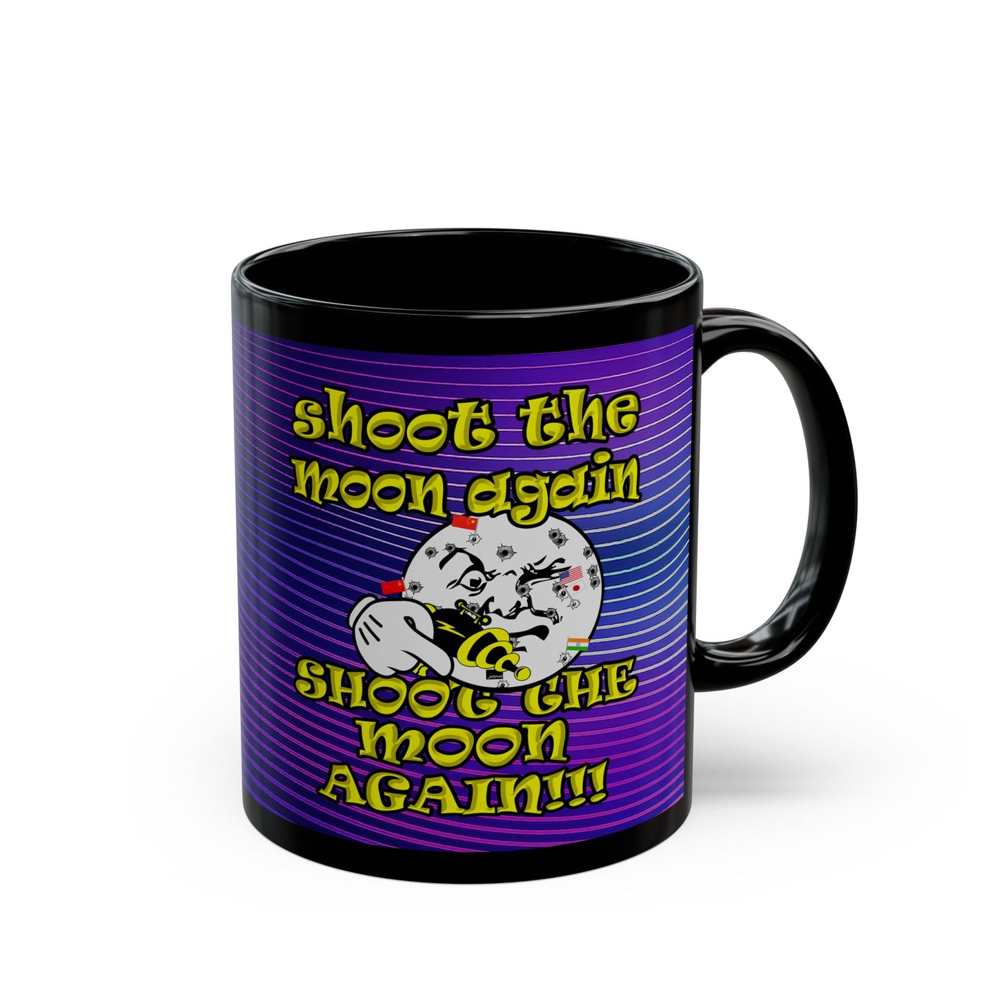 shoot the moon again - Black Mug (purple wave)