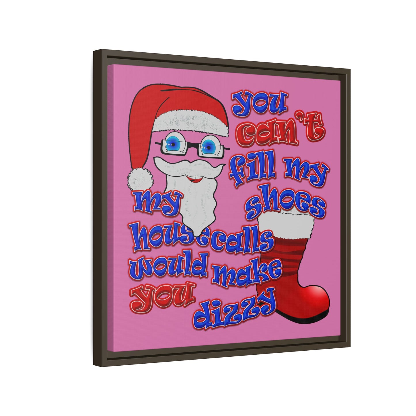 santa's shoes - framed canvas art (light pink)