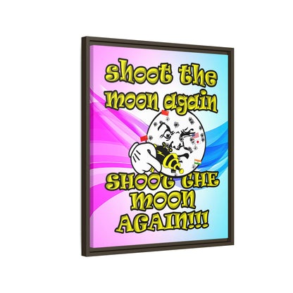 shoot the moon again - framed canvas art (light blue-pink wave)