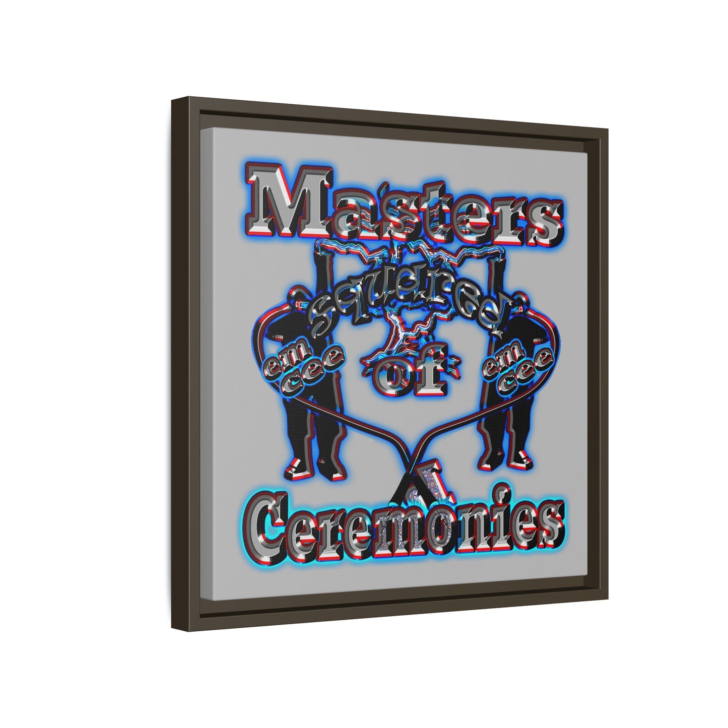 em cee squared - framed canvas art (light grey)