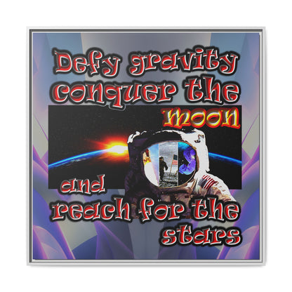 defy conquer reach - framed canvas art (grey-pink wave)