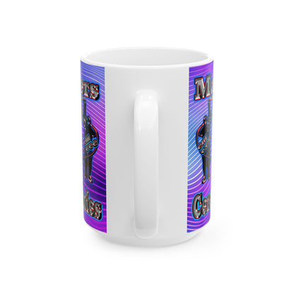 em cee squared - White Mug (purple wave)
