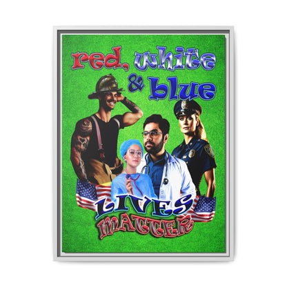 rw&b lives matter - framed canvas art (green turf)