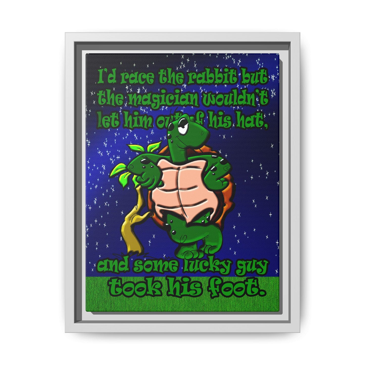 turtle race - framed canvas art ('snoops' background)