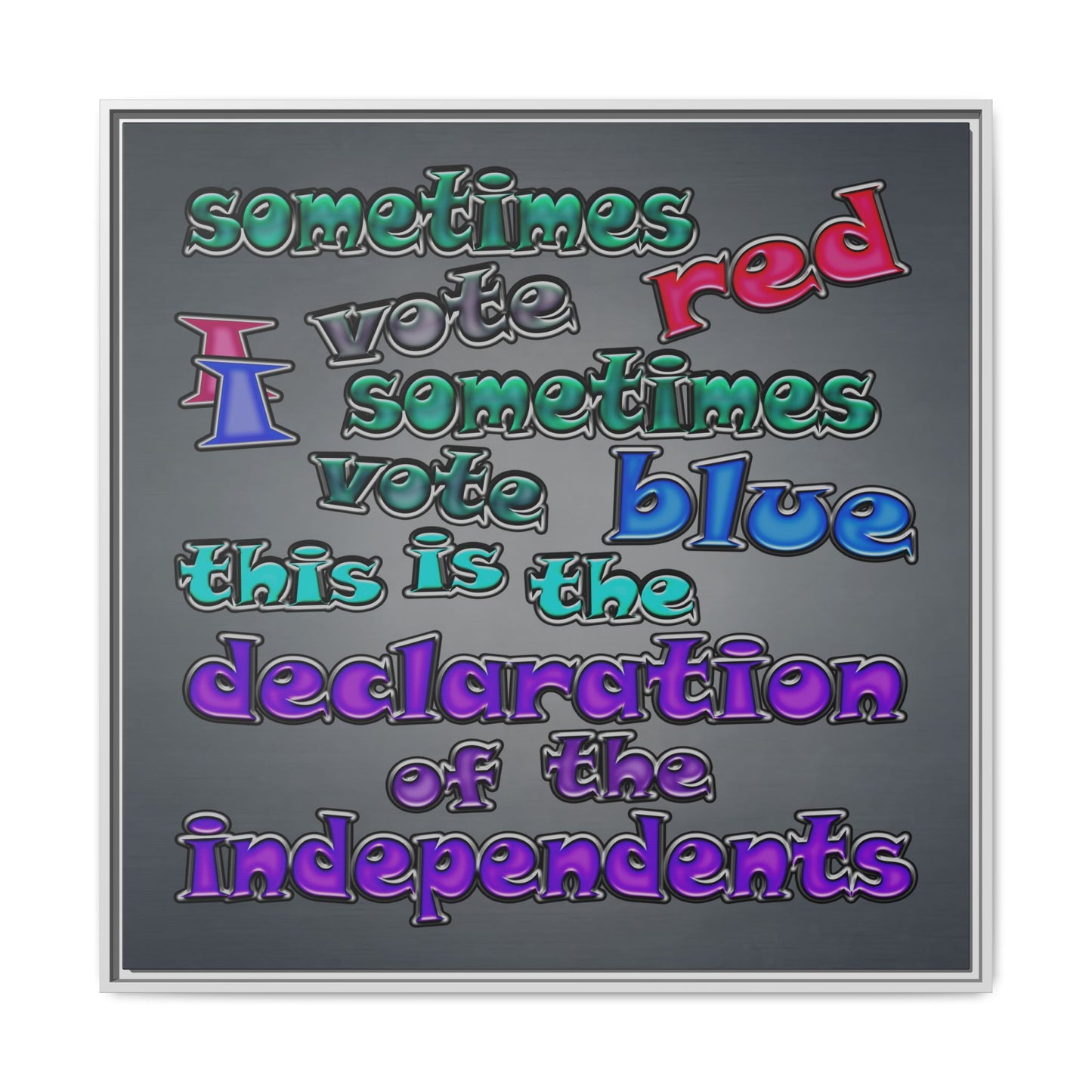declaration of the independents - framed canvas art (grey-light grey)