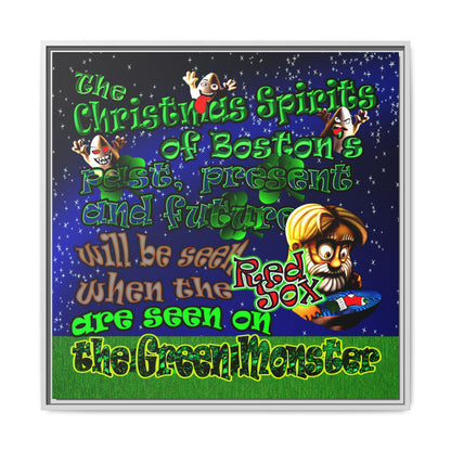 christmas spirits of boston - framed canvas art ('snoops' background)