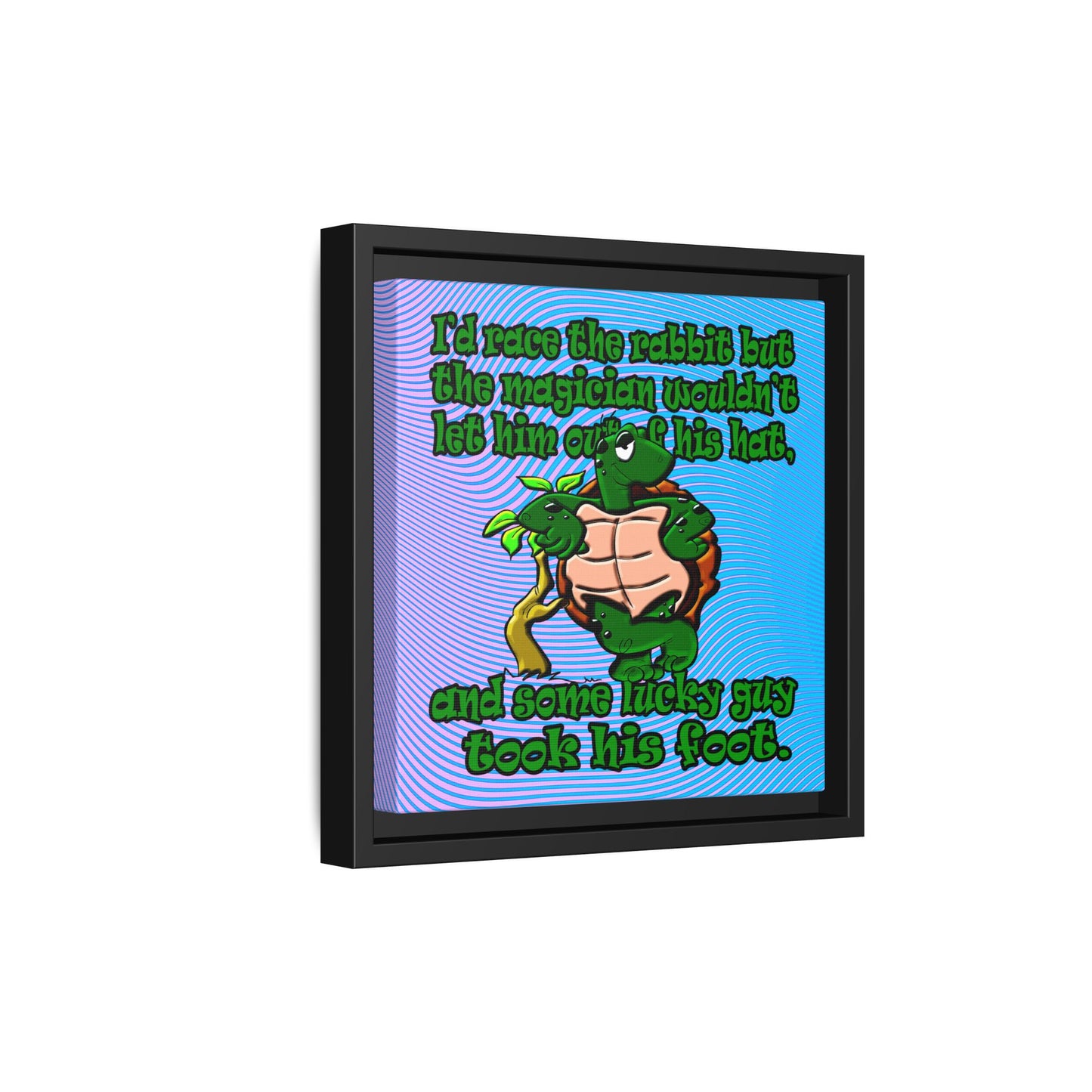 turtle race - framed canvas art (light blue-purple wave)