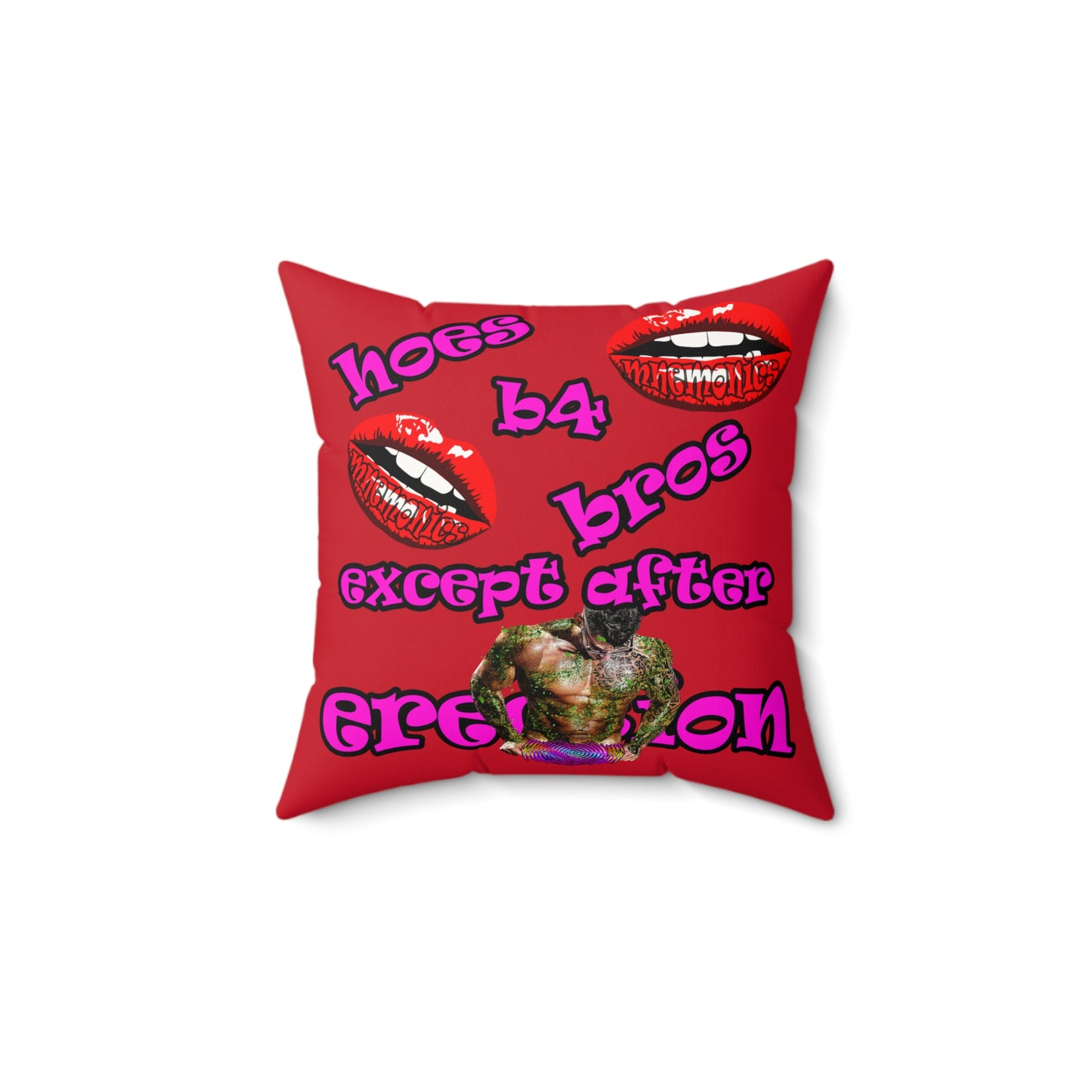 hoes b4 bros - Faux Suede Square Pillow - (dark red)