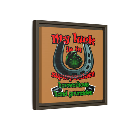 my luck - framed canvas art (light brown)