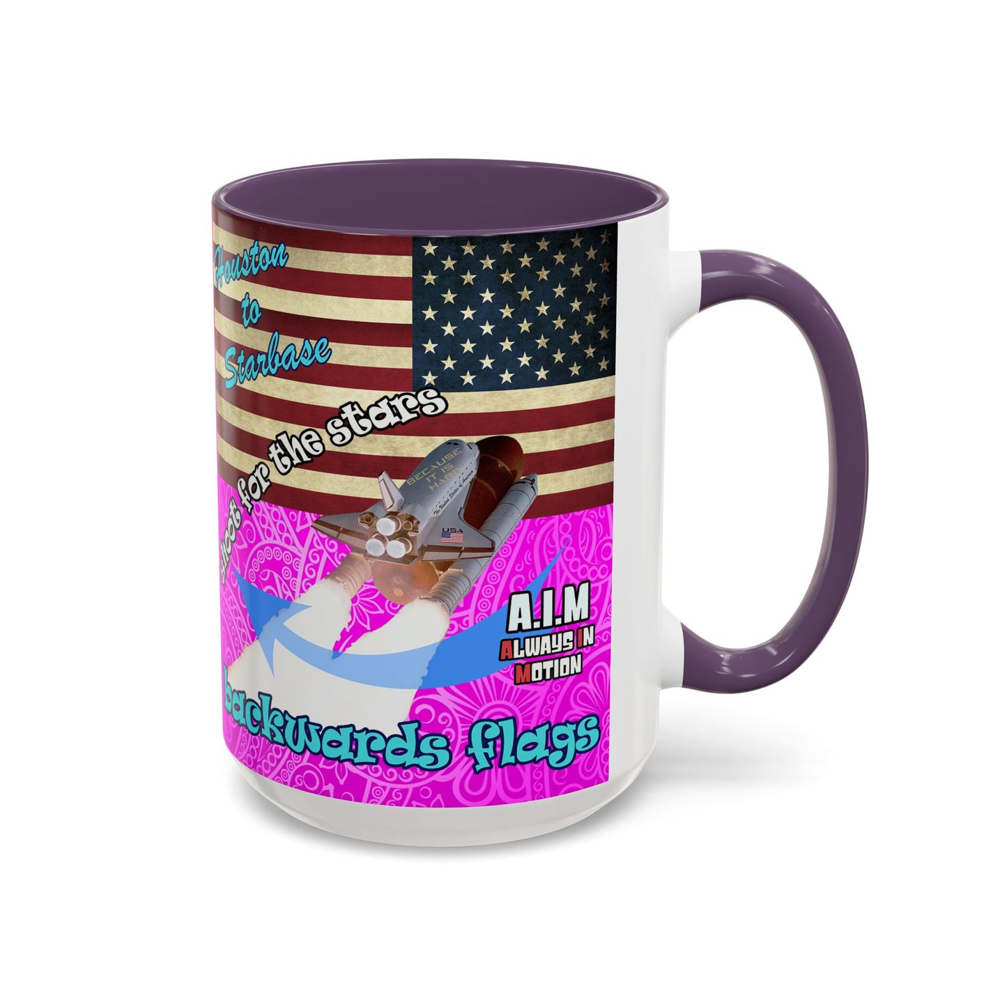 shoot for the stars - Accent Mug (pink swirl)