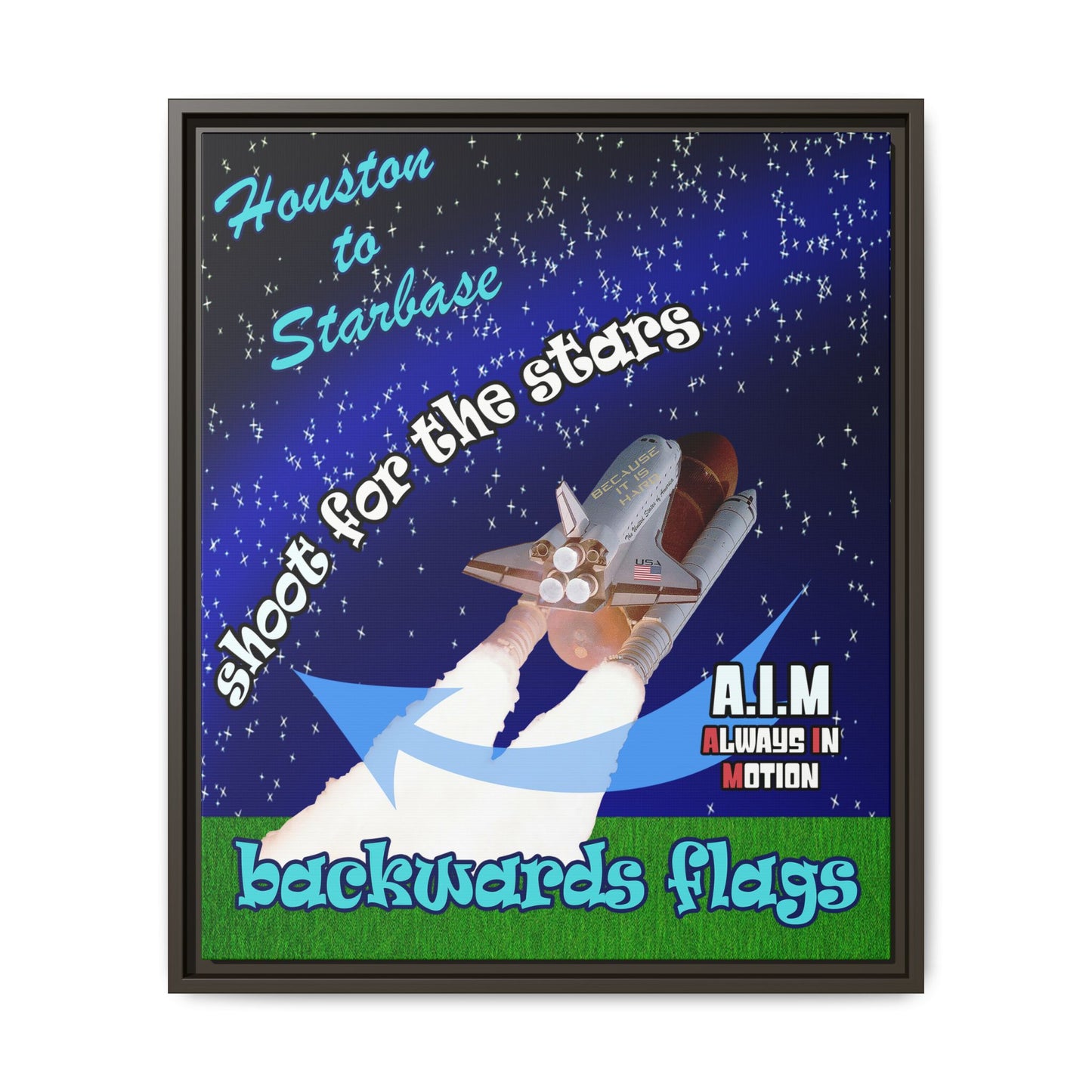 shoot for the stars - framed canvas art ('snoops' background)