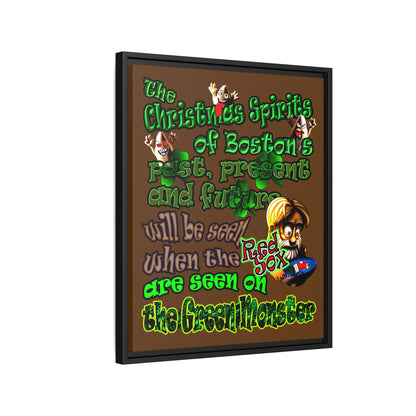christmas spirits of boston - framed canvas art (brown)