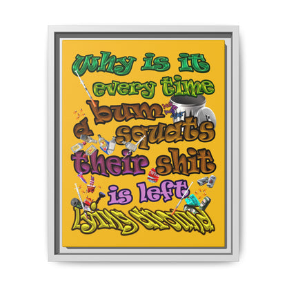 the bum's shit - framed canvas art (yellow)
