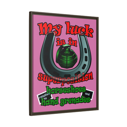 my luck - framed canvas art (light pink)