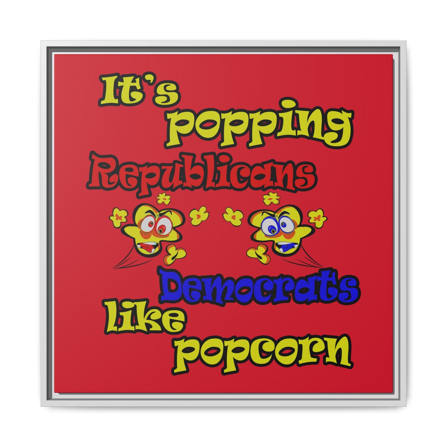 popping like popcorn - framed canvas art (dark red)
