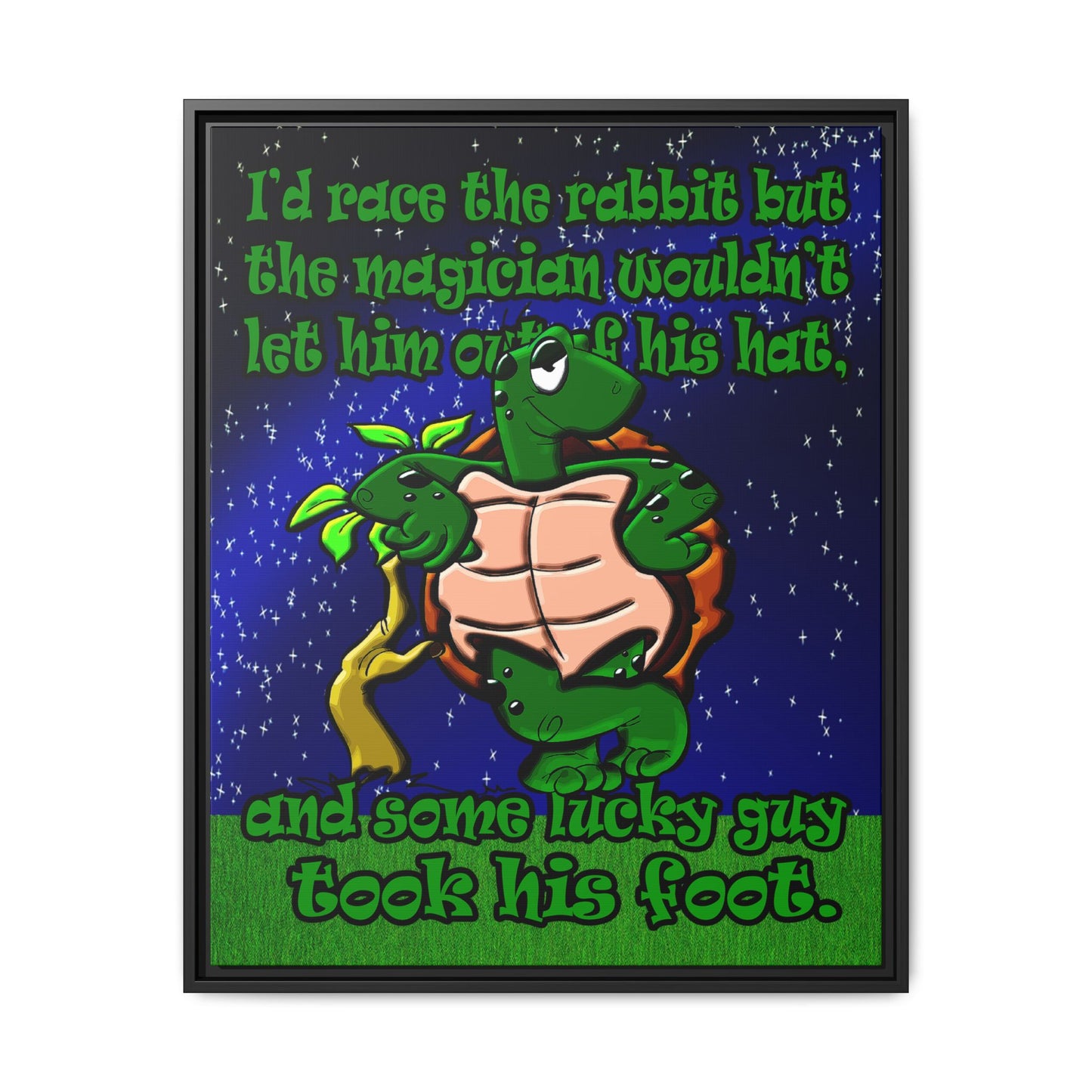 turtle race - framed canvas art ('snoops' background)