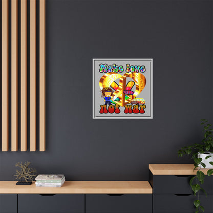 love peace - framed canvas art (light grey)