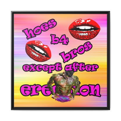 hoes b4 bros - framed canvas art (color blur)