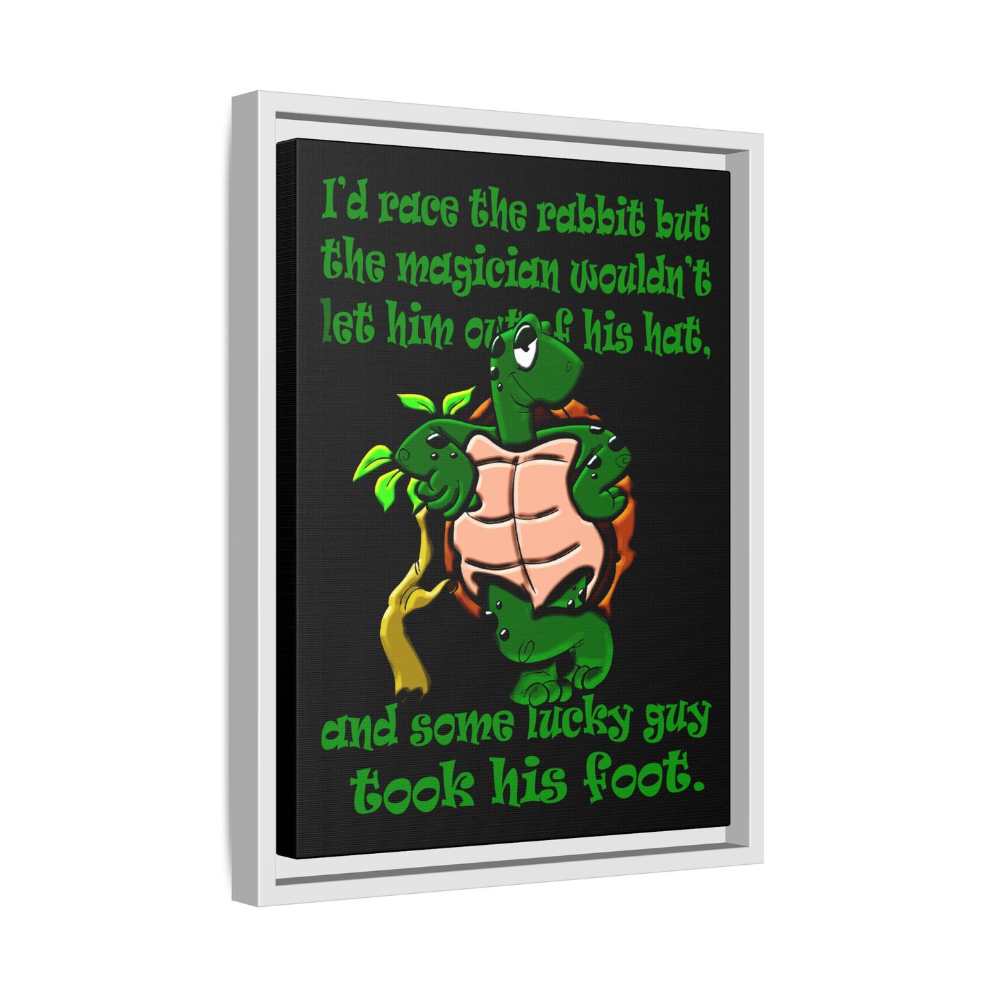 turtle race - framed canvas art (black)