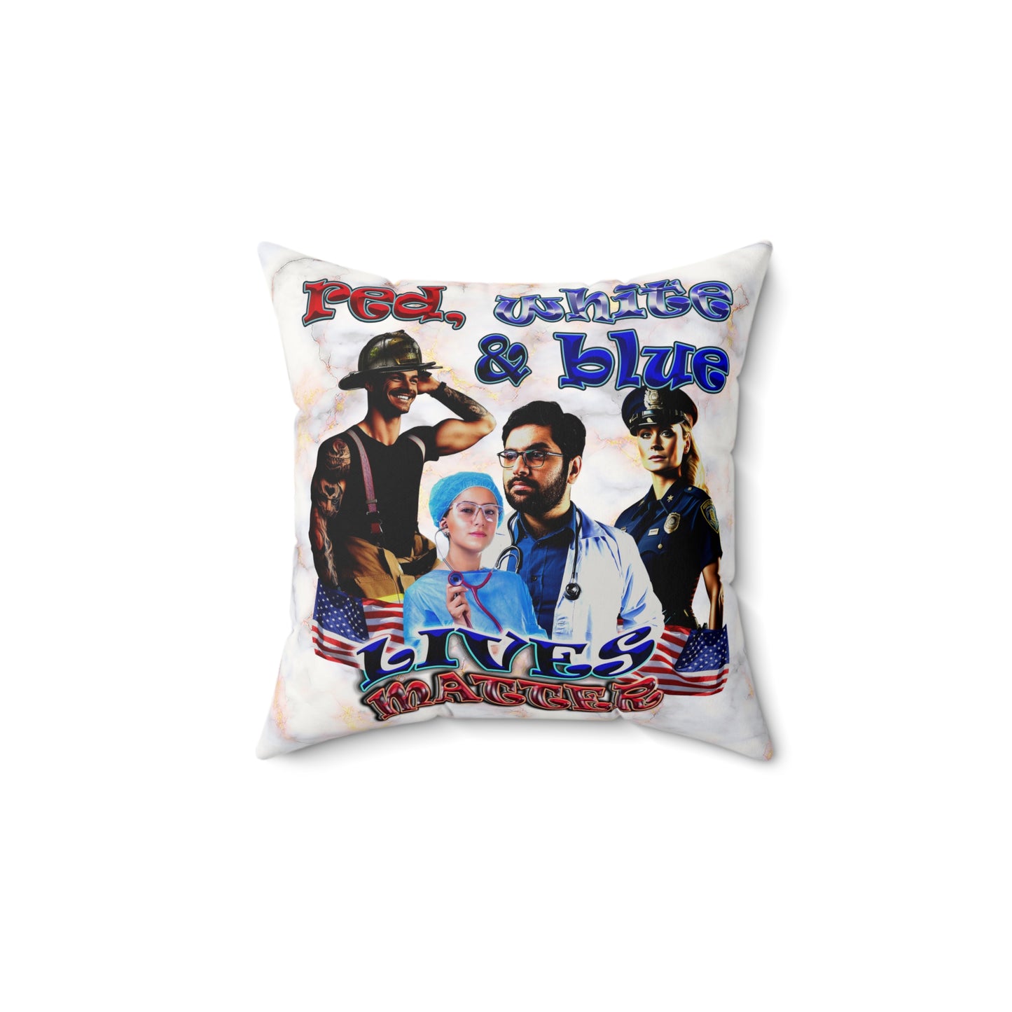 rw&b lives matter - Faux Suede Square Pillow - (white marble)