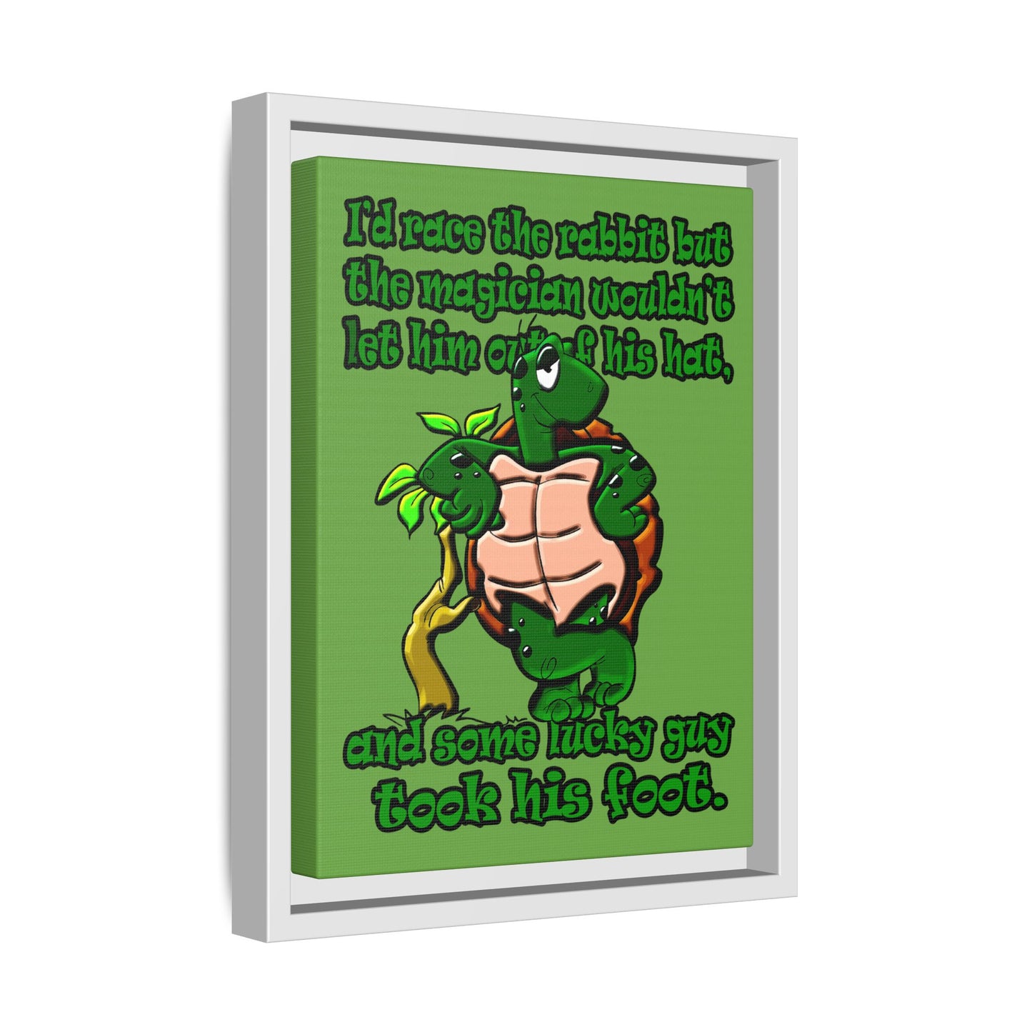 turtle race - framed canvas art (green)